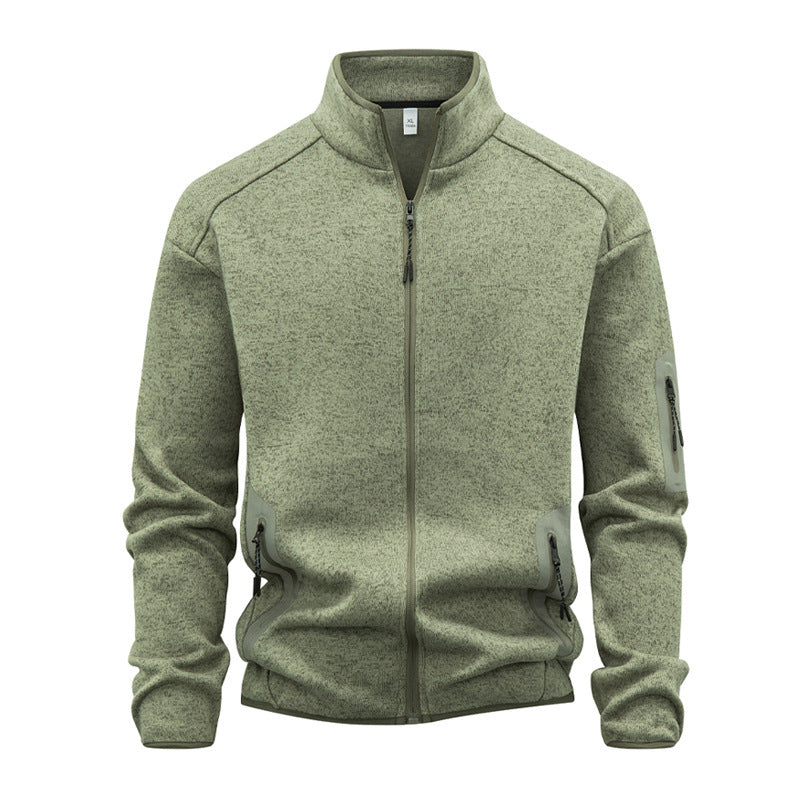 Cardigan Sweatshirt mit Stehkragen und Reissverschlusstasche