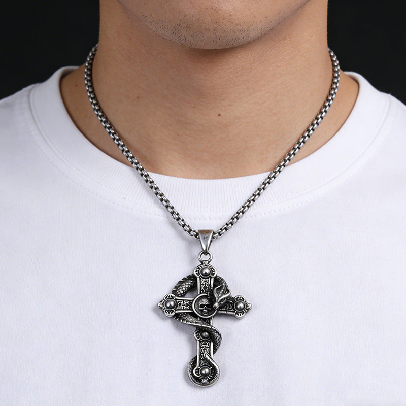 Retro-Anhänger Drachenkreuz aus Titanstahl