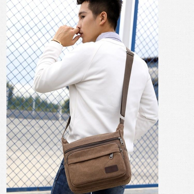 Retro Schultertasche aus Canvas für Herren – Bild 3 | LuxeStyle