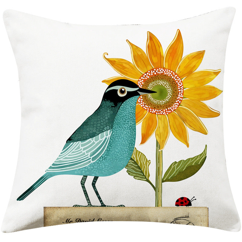 Kissenhülle «Landhaus Blumen & Vögel»