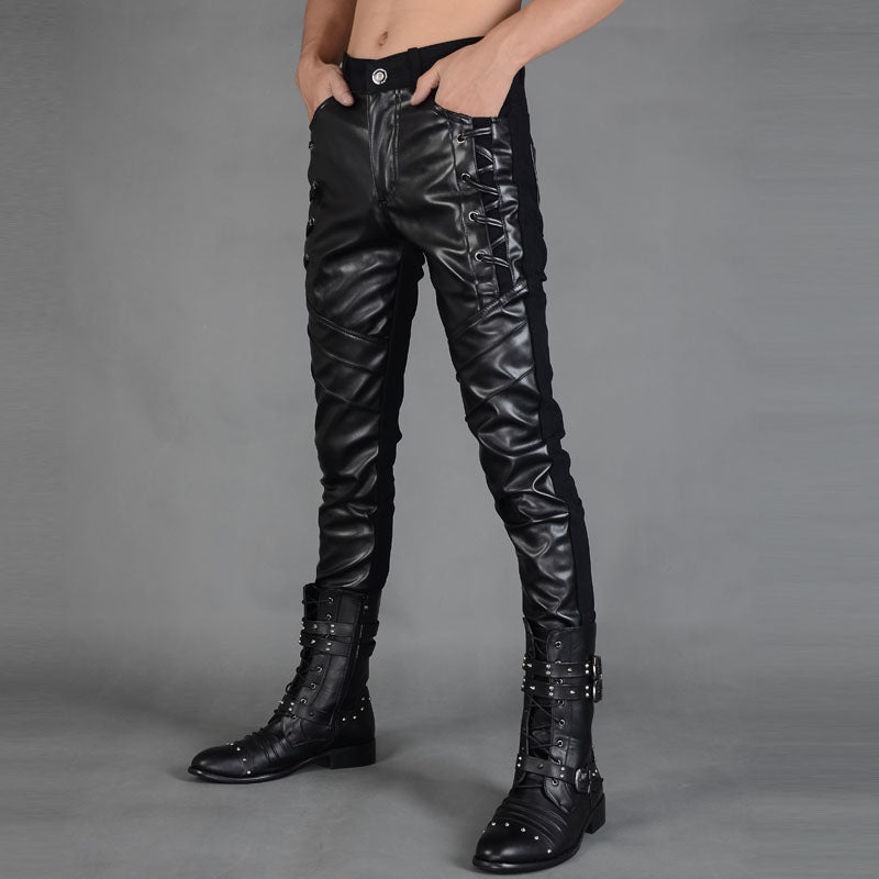 Herren Kunstlederhose mit Reissverschluss