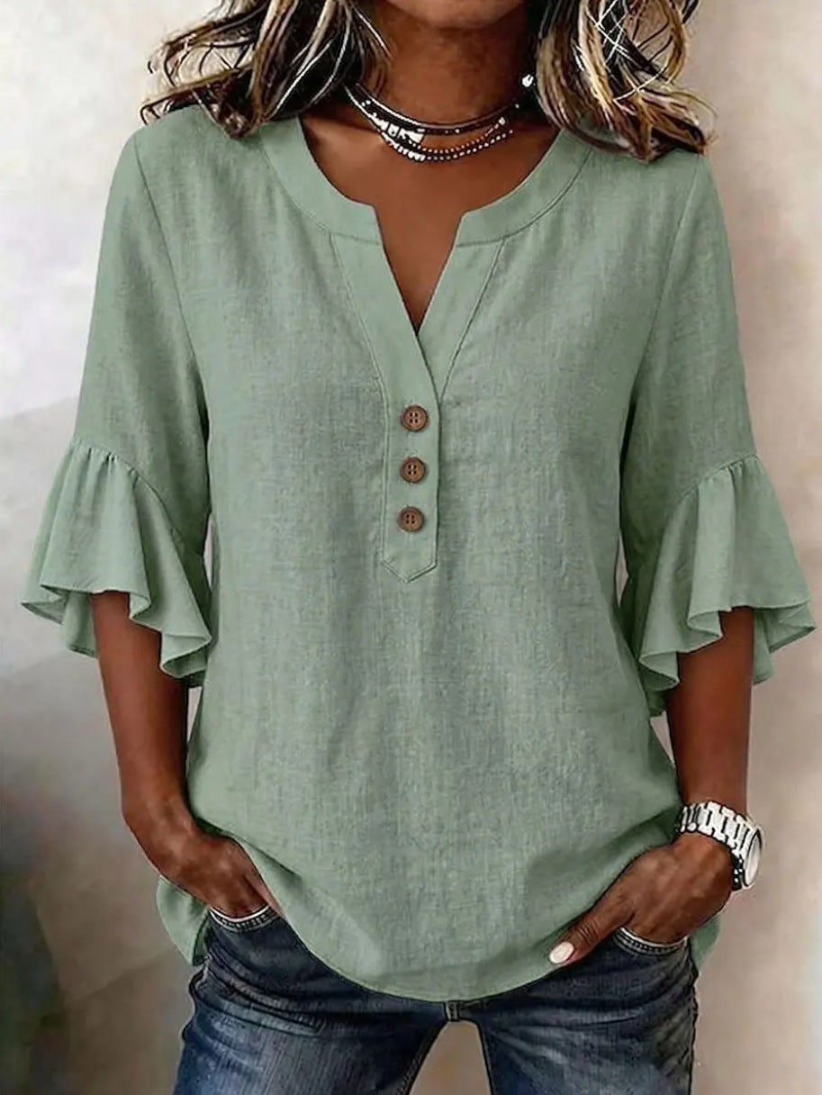 Elegante Oversize Bluse aus Baumwoll-Leinen-Mix – Bild 9 | LuxeStyle