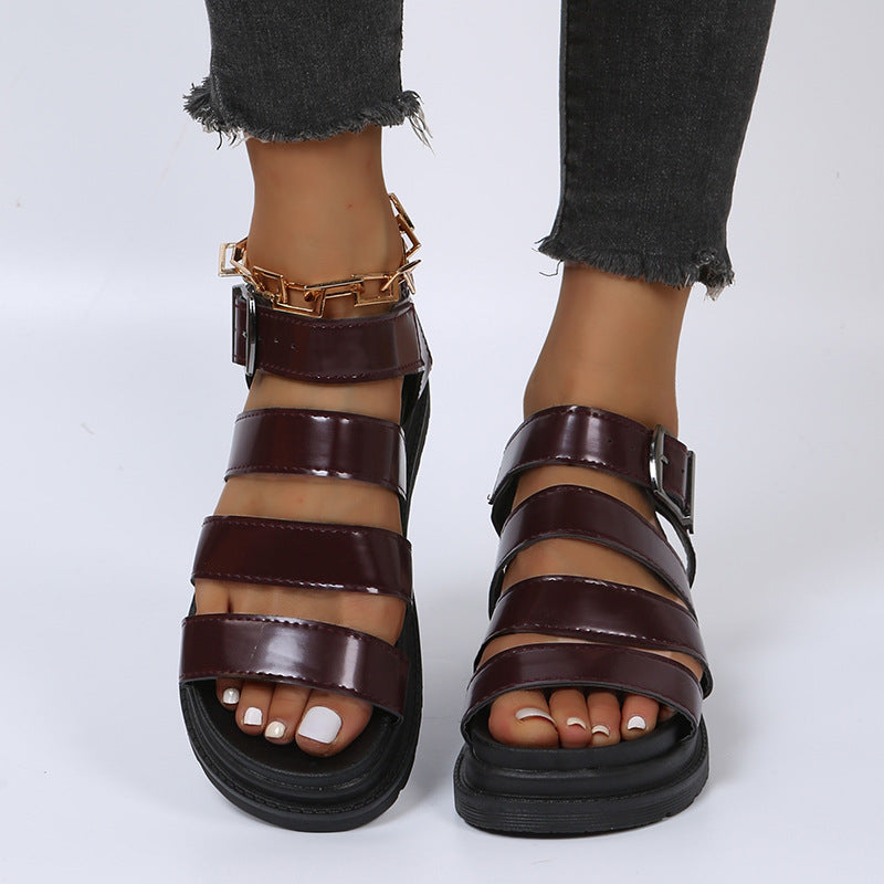 Römer Sandalen mit offener Spitze und Schnalle – Bild 5 | LuxeStyle