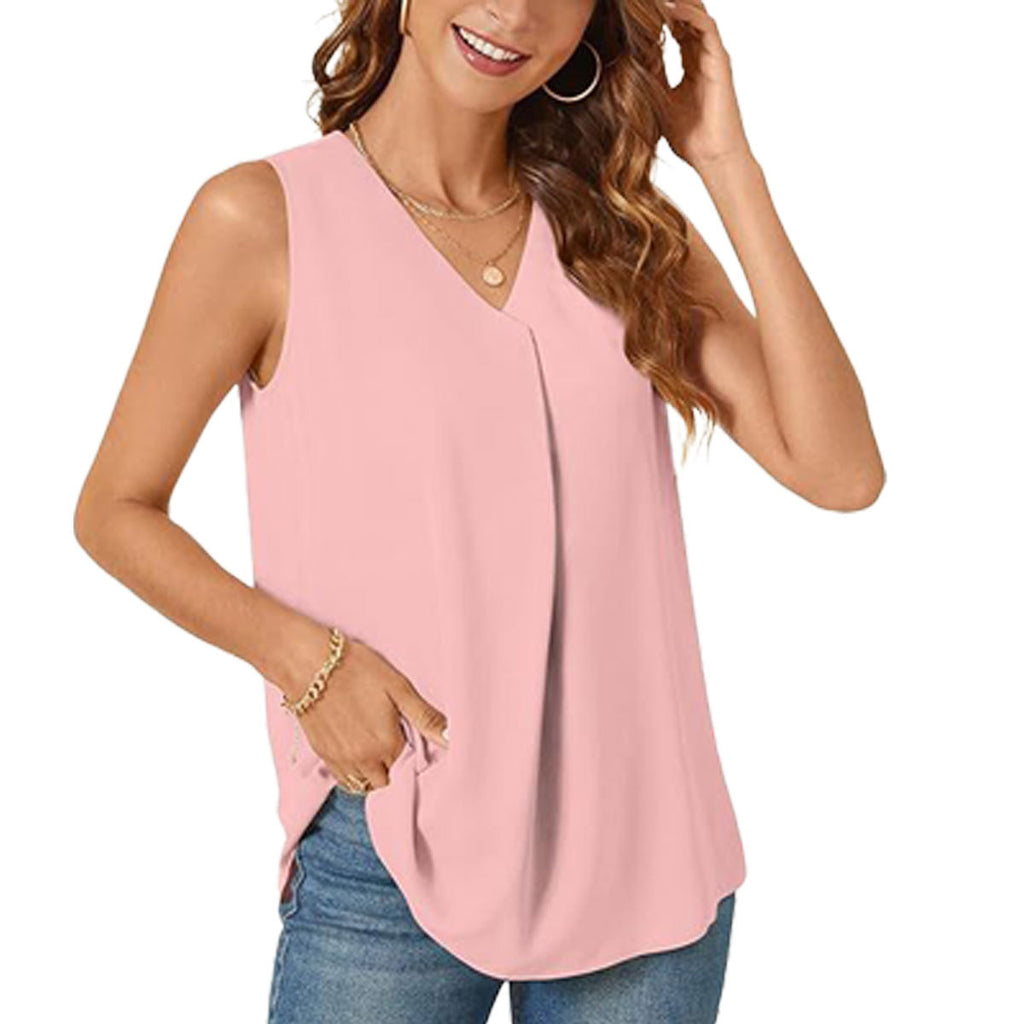 Ärmelloses V-Neck Top in Unifarben