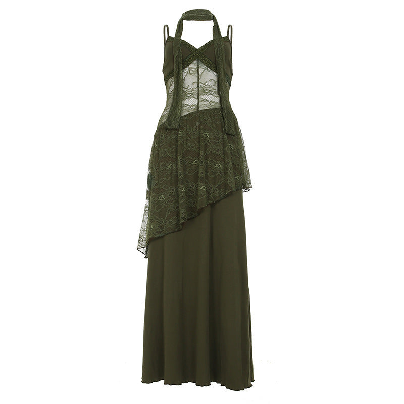 Retro Spitzen-Slip-Kleid mit V-Ausschnitt – Bild 6 | LuxeStyle