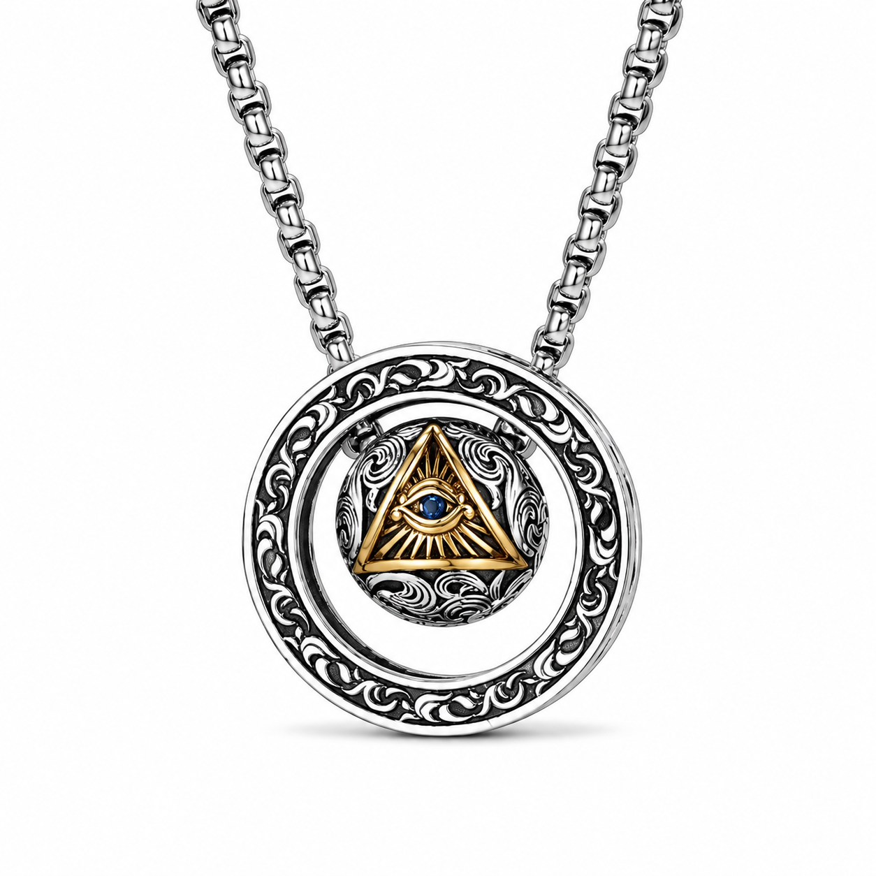 Vintage All-Seeing Eye Anhänger Halskette