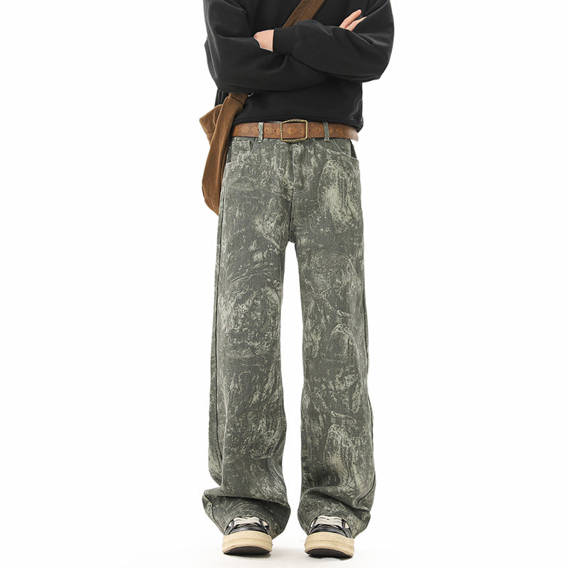 Retro Tie-Dye Camouflage Denim Hose für Herren