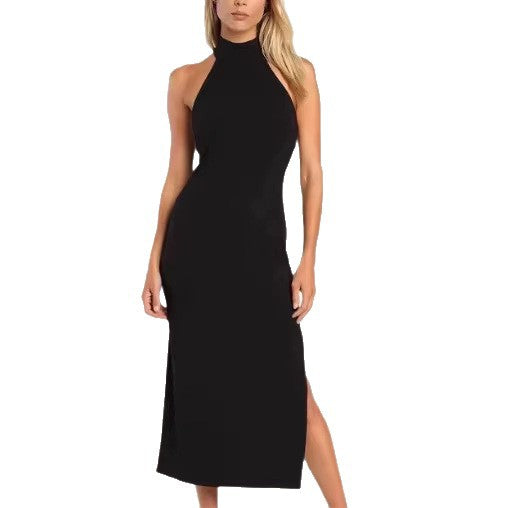 Rückenfreies Neckholder-Kleid mit Schlitz
