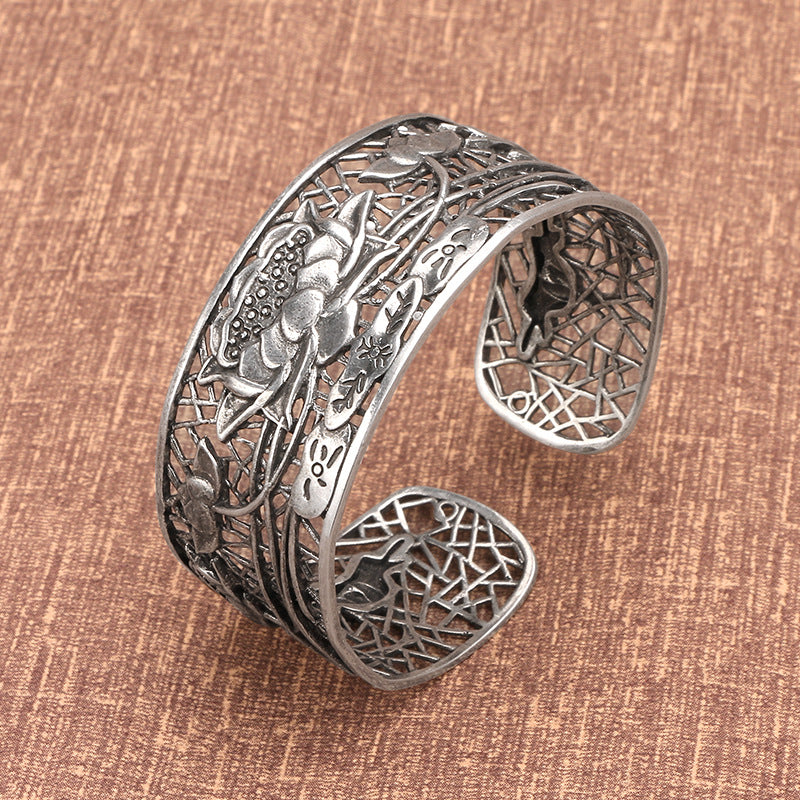 Vintage Lotus Armreif – Messing & Silber – Bild 6 | LuxeStyle