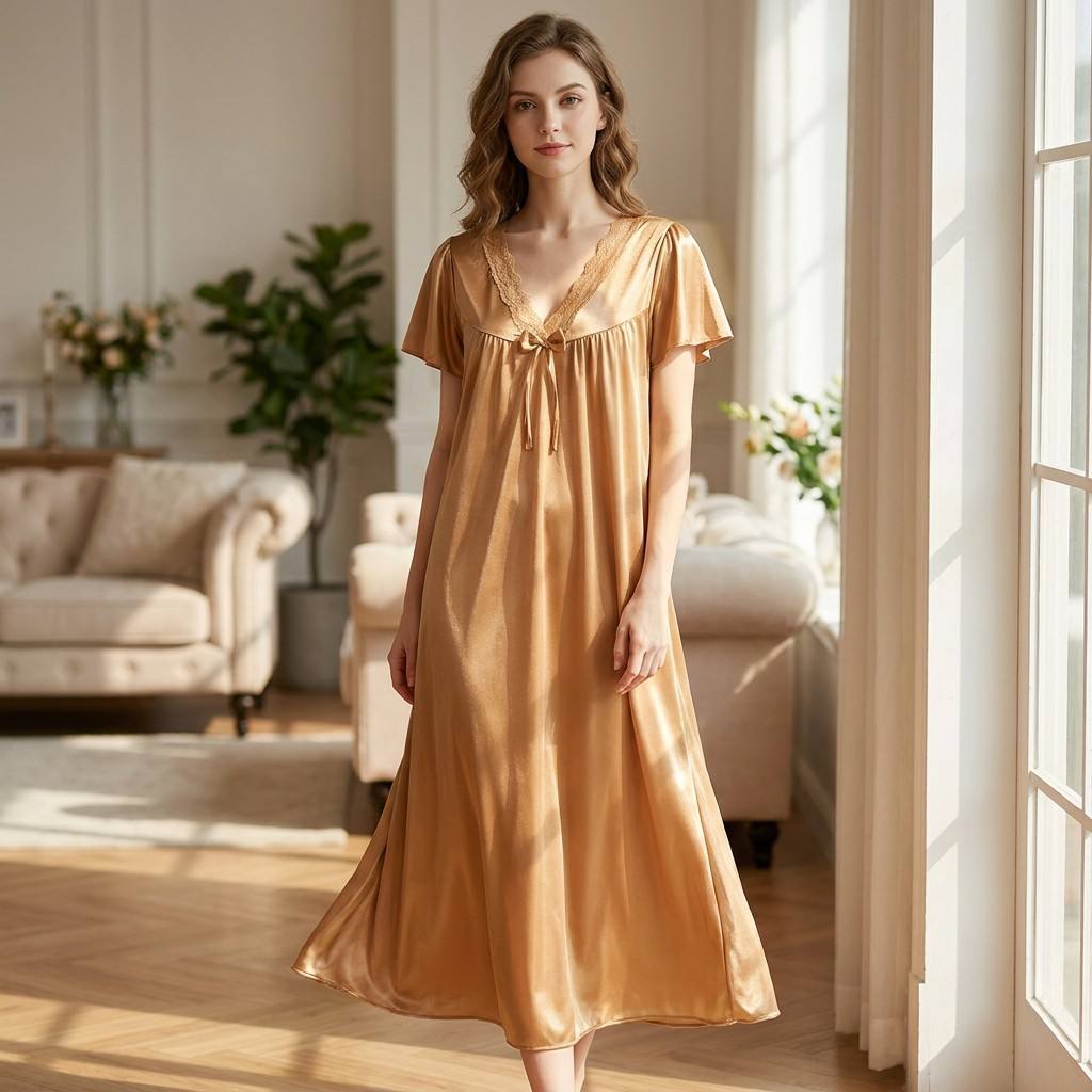 V-Ausschnitt Maxikleid mit Spitze