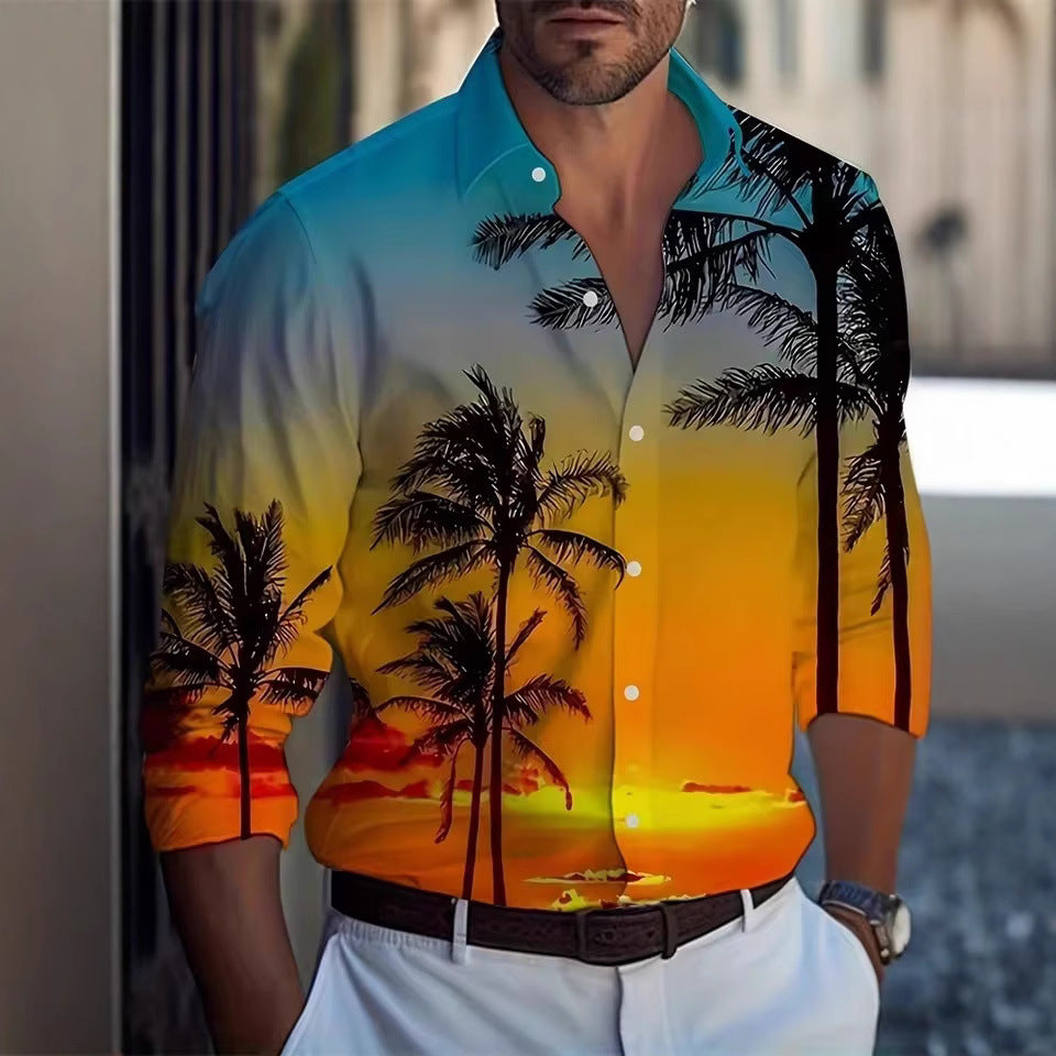 Herren Langarmhemd mit Streifen und Palmenmuster – Bild 12 | LuxeStyle