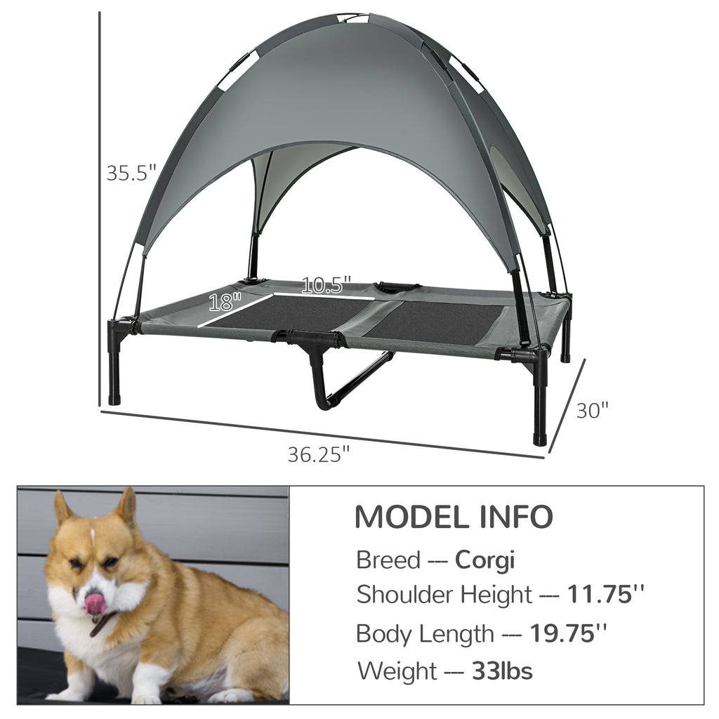 Hochliegendes Hunde-Bett mit abnehmbarem Schirm, 36 Zoll