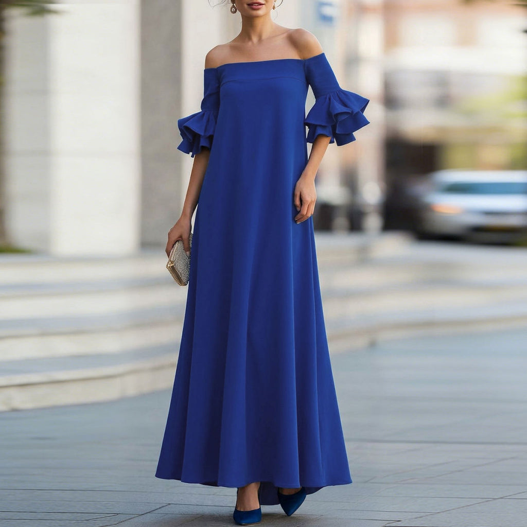 Maxi Kleid abnehmend mit Schleifen-Detail