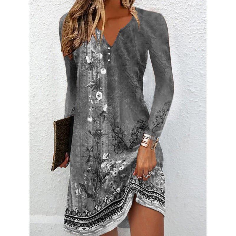 Elegantes V-Ausschnitt Midi-Kleid mit Knopfleiste – Bild 4 | LuxeStyle