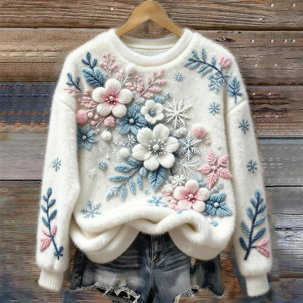 Weihnachtsmuster-Fleece-Hoodie