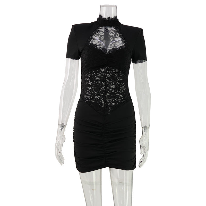 Minikleid mit Lochmuster und Spitze – Bild 6 | LuxeStyle