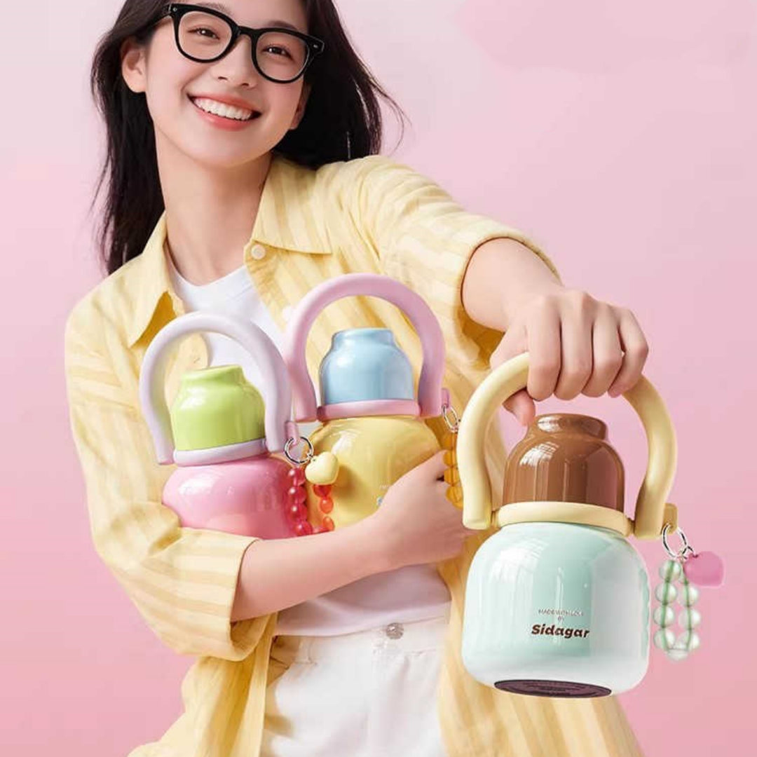 Grosse Isolierflasche mit Strohhalm und Henkel – Bild 7 | LuxeStyle