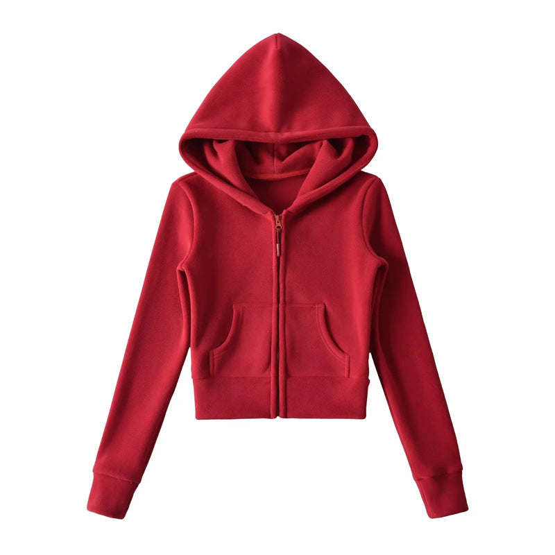 Kurzer Fleece-Kapuzenpullover für Damen – Bild 10 | LuxeStyle