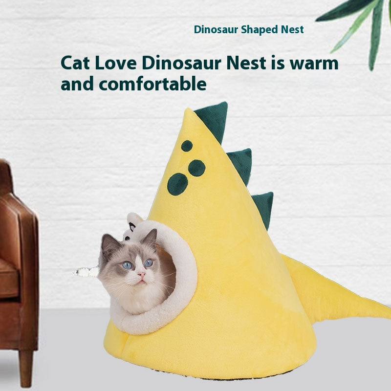 Gelb. Dinosaurier-Katzenbett