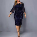 Rundhals-Glitzer-Partykleid