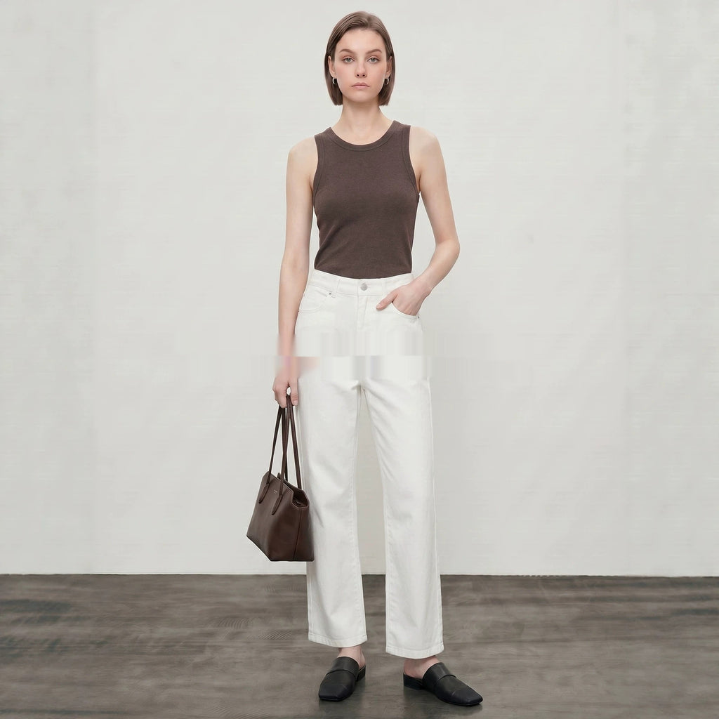 Weisse Cropped Jeans aus Lyocell