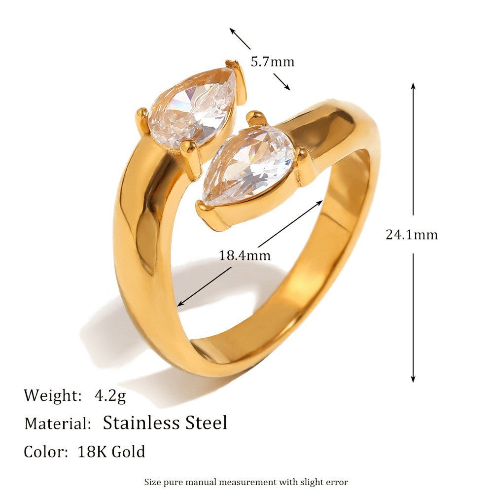 Eleganter Wassertropfen Zirkon Ring für Damen