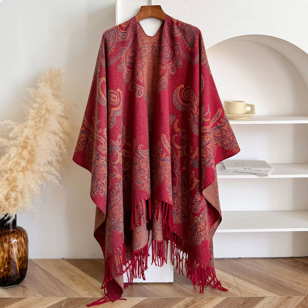 Jacquard Cashew Fransen-Schal für Damen