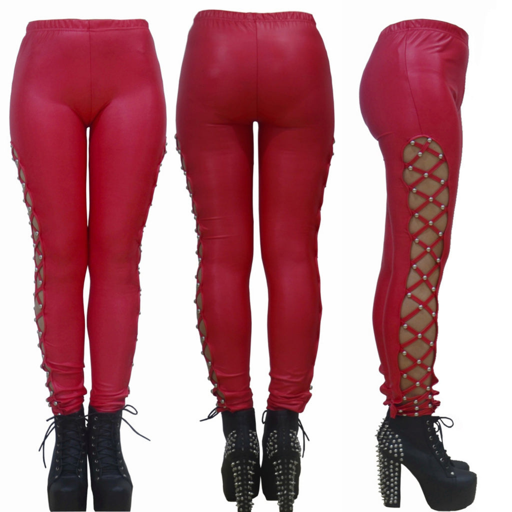 Kurze Leggings in Leder-Optik
