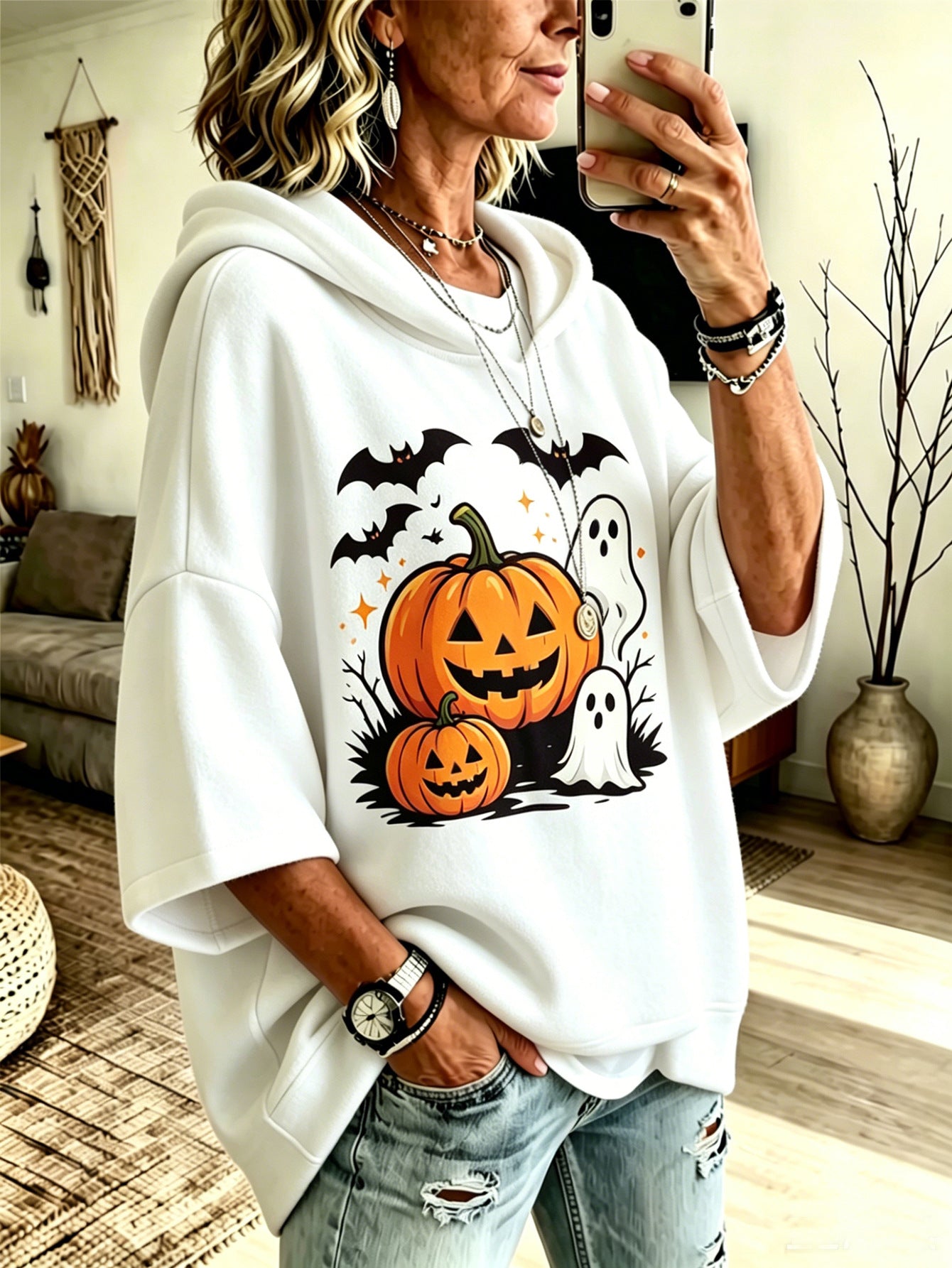 Halloween-Sweatshirt mit Digital-Druck