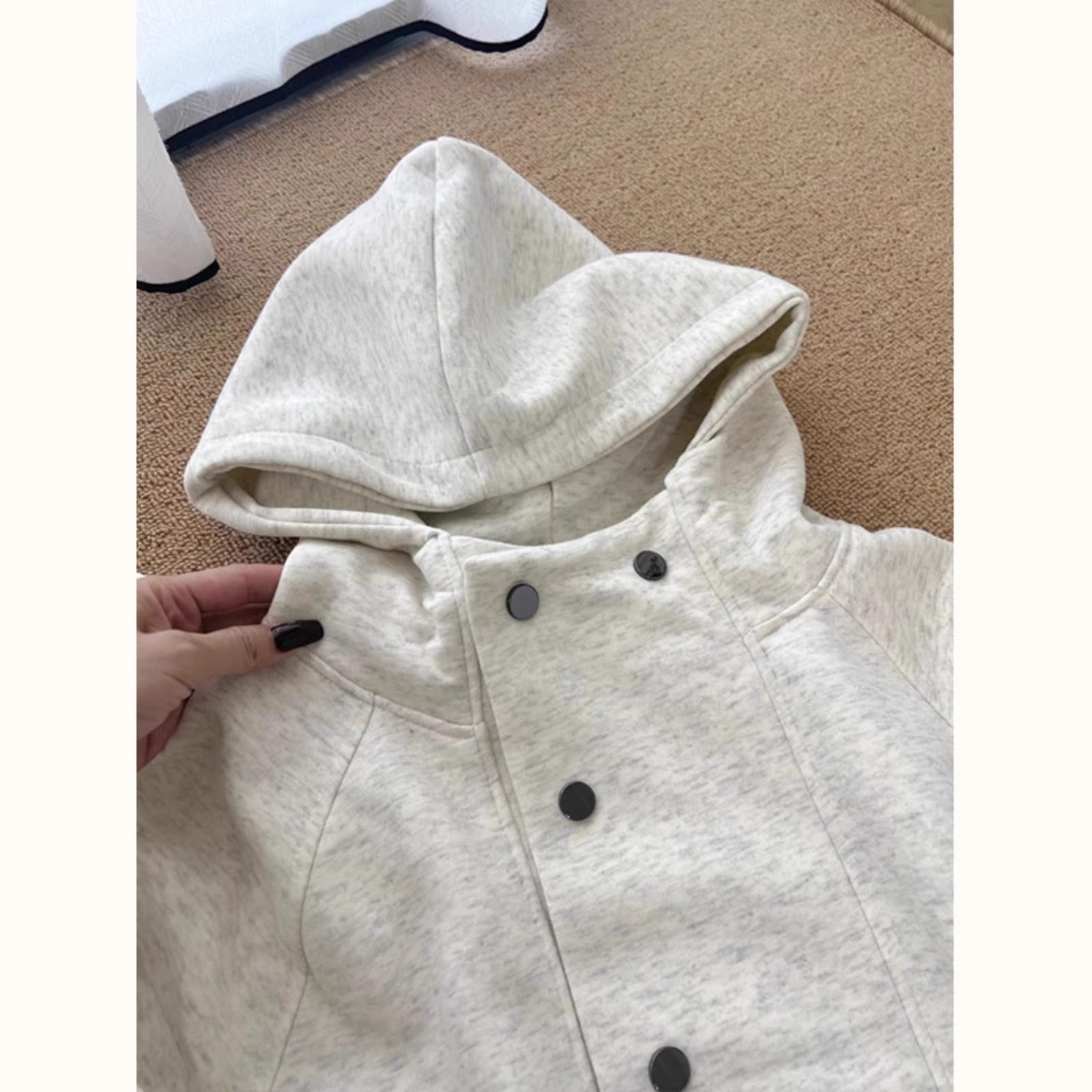 Weiblicher Unifarben Hoodie fuer Herbst/Winter