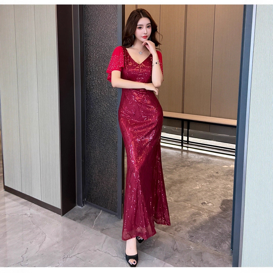 Langes Abendkleid mit Pailletten – Bild 3 | LuxeStyle