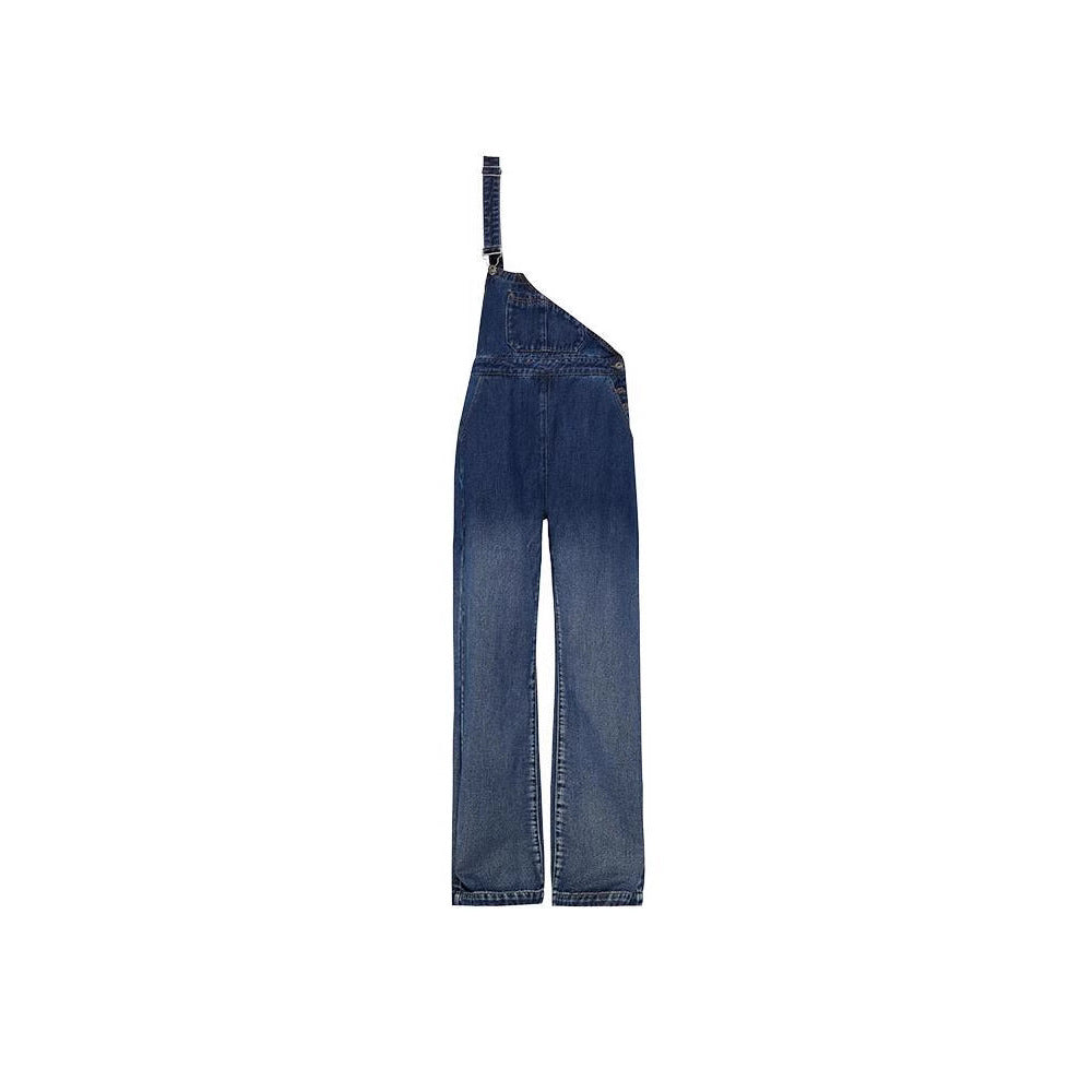 Damen Jumpsuit Denim – Einzelschulter, weites Bein