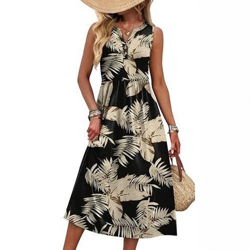 Bedrucktes A-Linien Strandkleid | LuxeStyle
