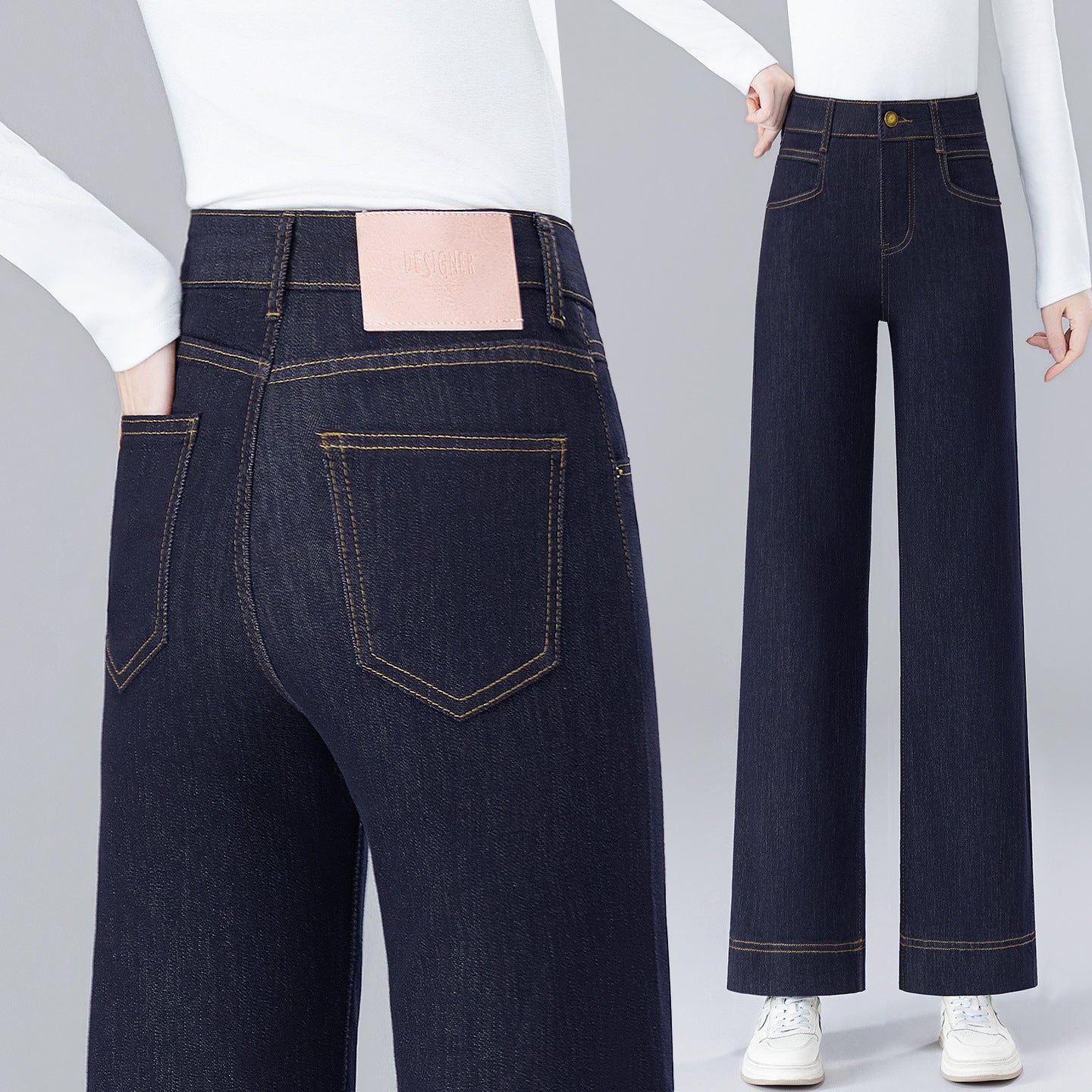 High-Waist Cropped Wide-Leg Jeans