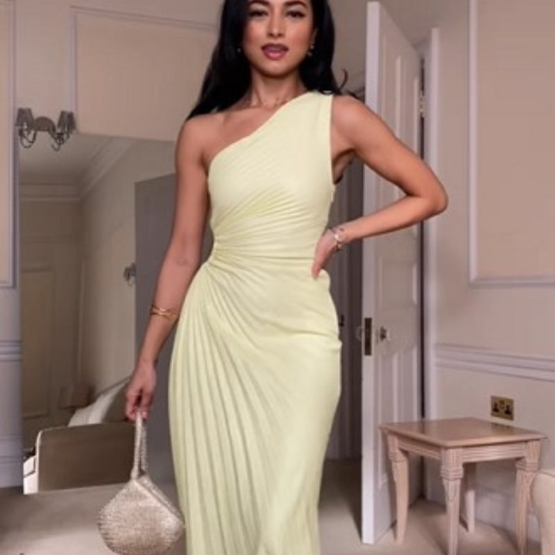 One-Shoulder Plisseekleid – Bild 2 | LuxeStyle
