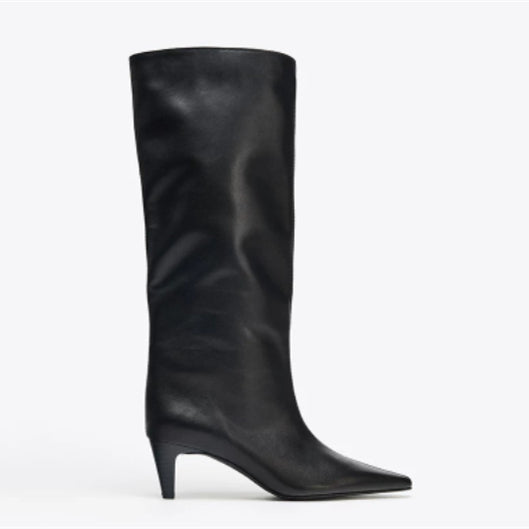 Denim-Stiefel mit hohem Absatz