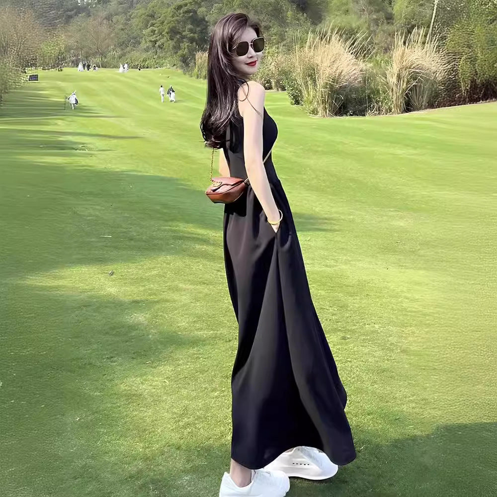 Elegantes Midi-Patchwork Trägerkleid