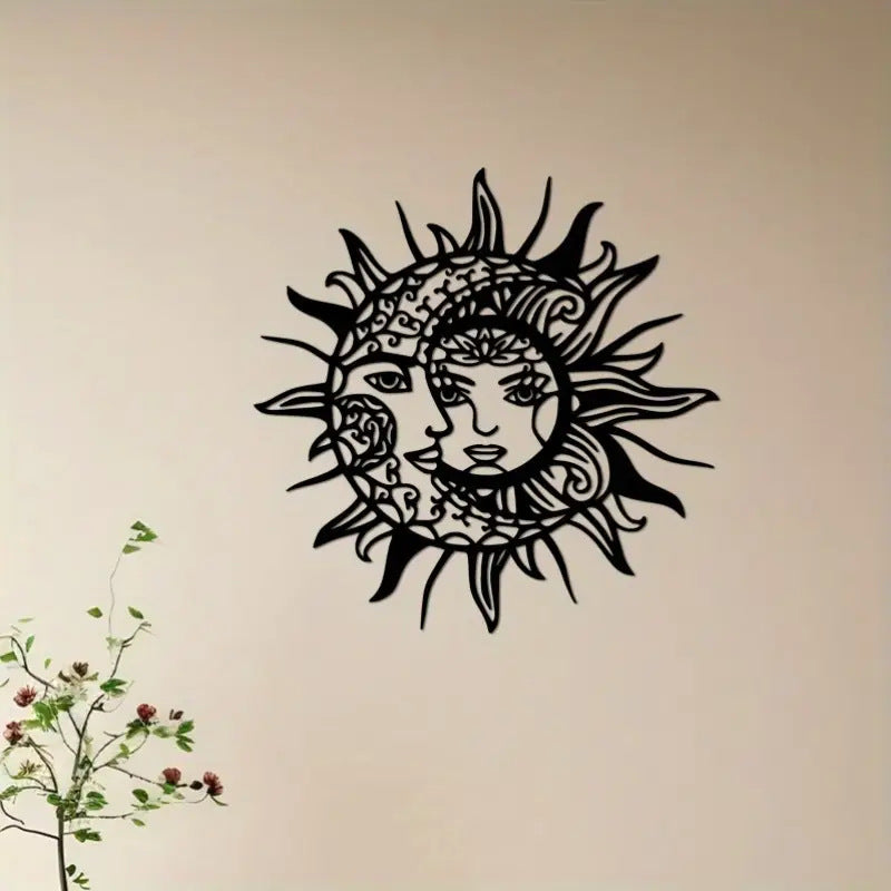 Schwarzes geometrisches Sonne‑Mond‑Metallornament – Bild 4 | LuxeStyle