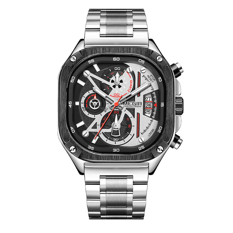 Herren Quarzuhr, eckig, Edelstahlarmband – Bild 3 | LuxeStyle