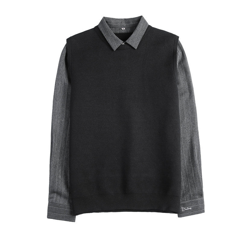 Gestreifter Hemd-Oberteil Herrenpullover