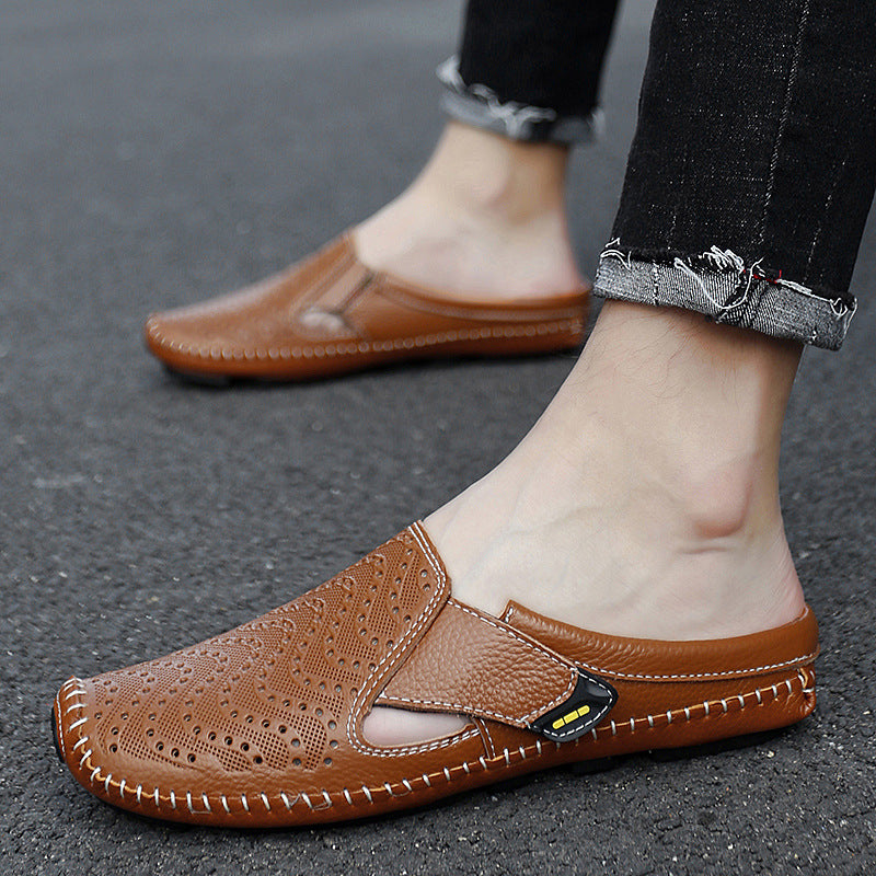 Atmungsaktive Casual-Sandalen aus Leder mit Hohl-Design