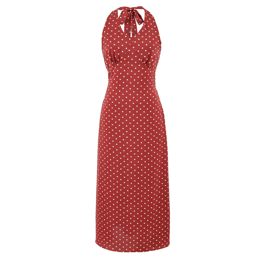 Retro Polka-Dot Neckholder Minikleid