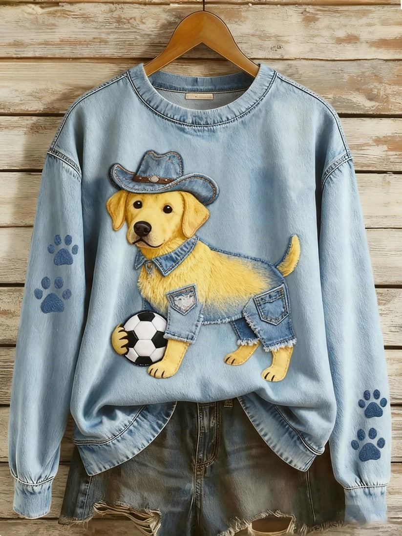 Damen Pullover mit Blumenprint und Rundhals