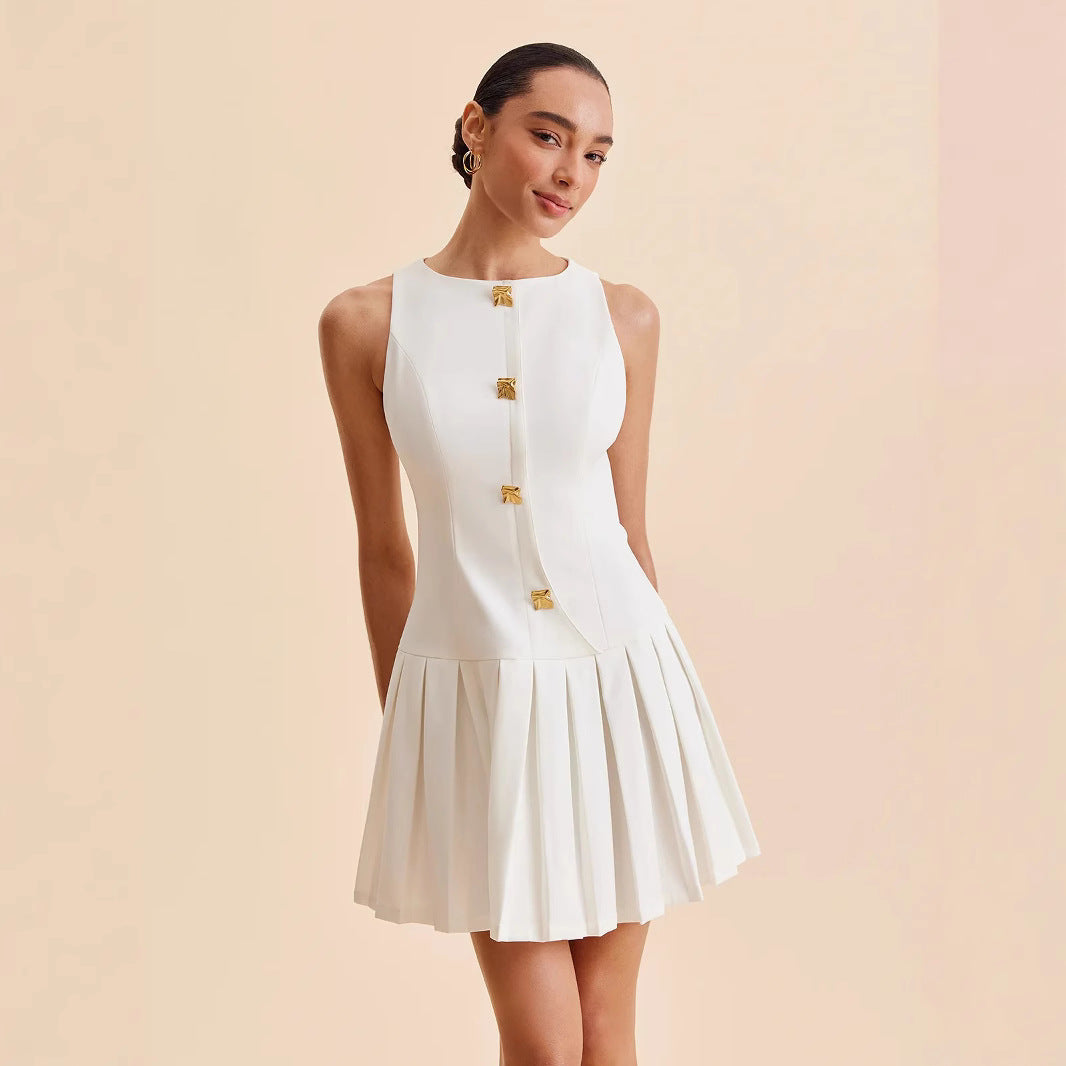 Elegantes ärmelloses Plisseekleid | LuxeStyle