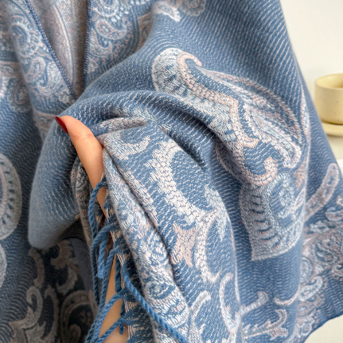 Jacquard Cashew Fransen-Schal für Damen