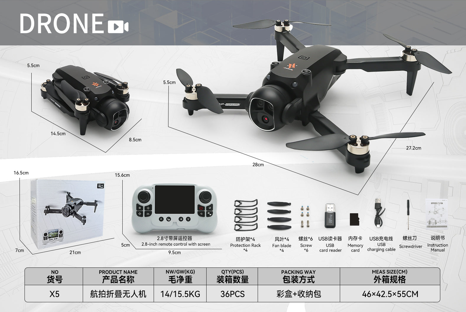 Mini-Drohne «AeroX» · faltbar