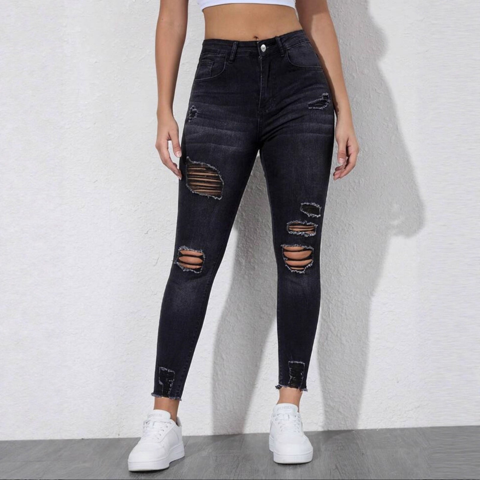 Gerissene Slim-Fit Dehnbare Damenjeans