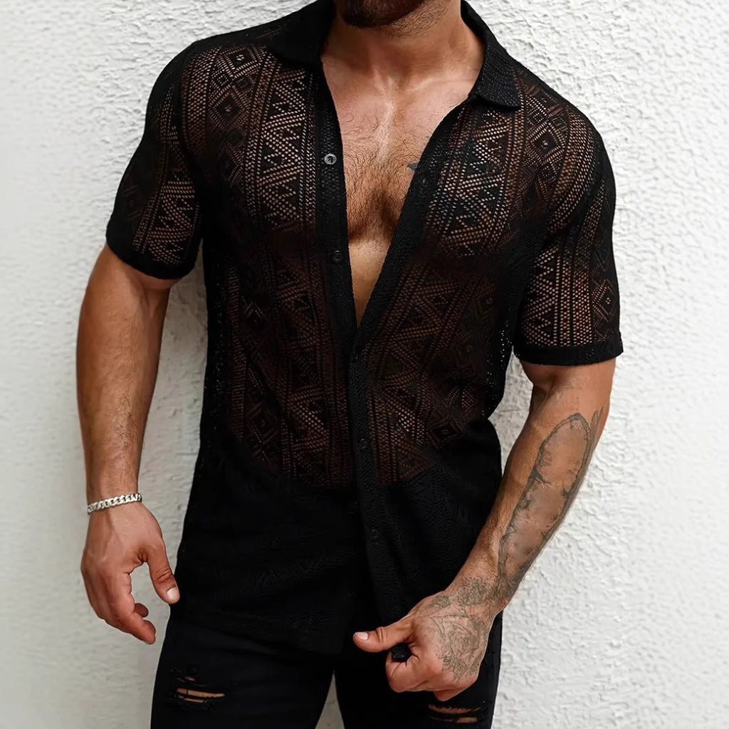 Transparentes Kurzarmhemd für Herren – Bild 6 | LuxeStyle