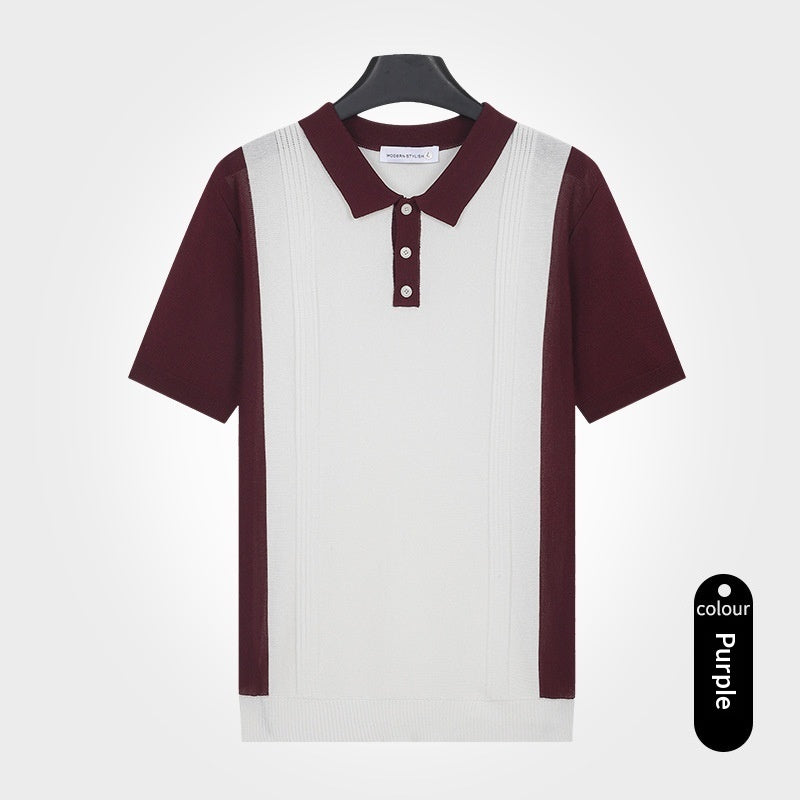 Herren Strick-Shirt Kurzarm Slim Fit