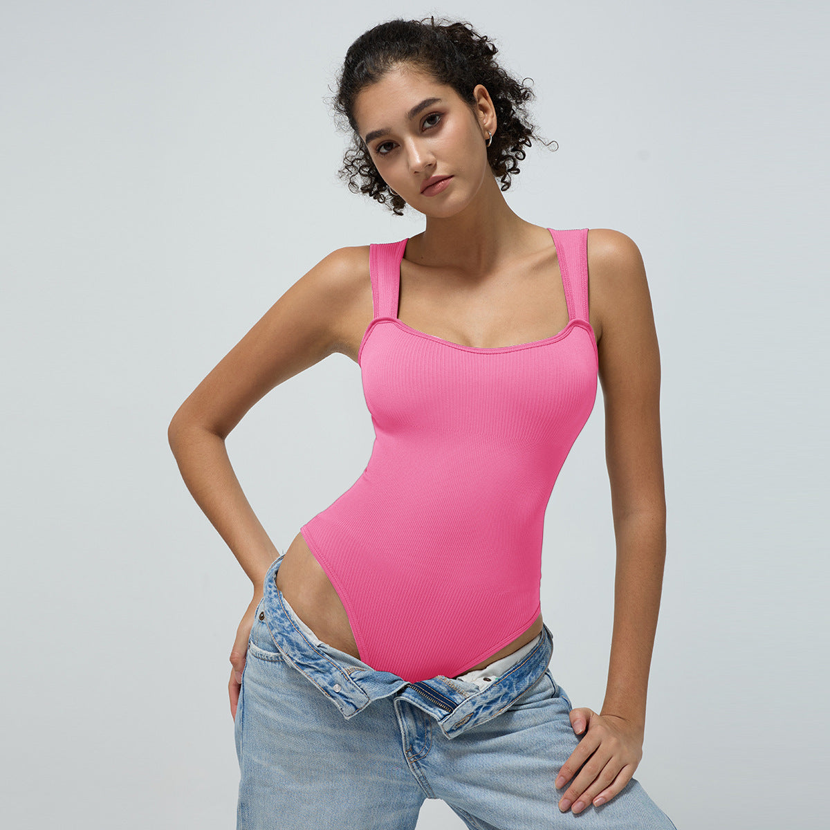 Nahtloser Casual Jumpsuit mit Spaghettiträgern